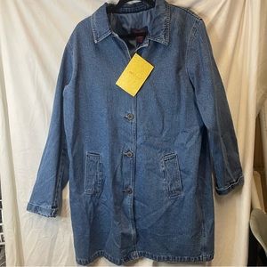 Denim & Co Womens Jacket Size L 100% Cotton Shell-Thigh Length with Pockets
